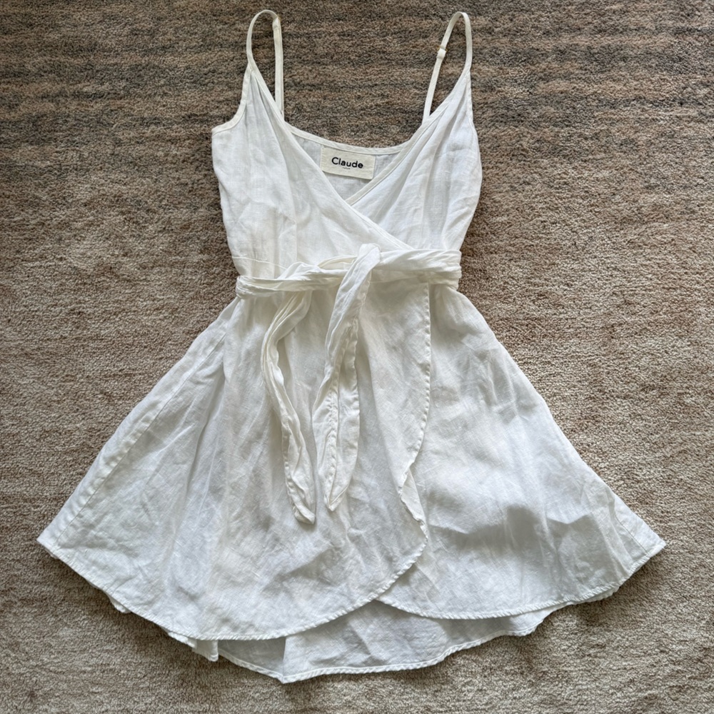 Claude Tulum Linen Wrap Dress